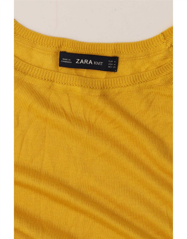 Zara Γυναικείο πουλόβερ με λαιμόκοψη μεγάλου μεγέθους UK 14 Medium Yellow