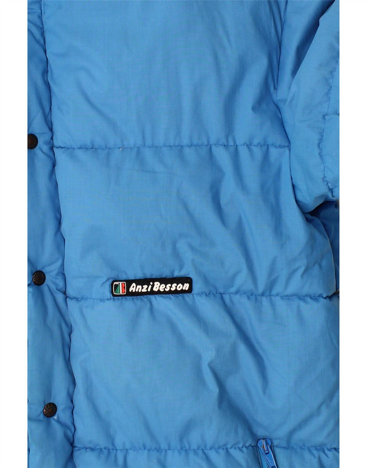 ANZI BESSON Mens Hooded Padded Jacket UK 38 Medium Blue Vintage Anzi Besson and Second-Hand Anzi Besson from Messina Hembry 