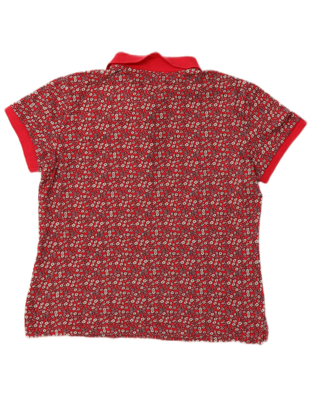 Γυναικείο μπλουζάκι πόλο Benetton UK 14 Μεσαίο ροζ φλοράλ βαμβακερό