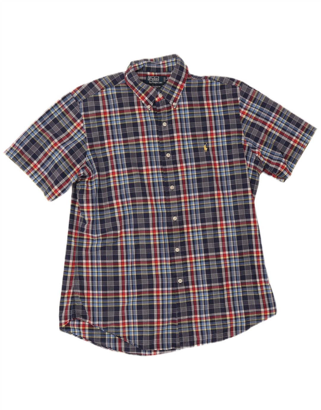 Πόλο Ralph Lauren Ανδρικό πουκάμισο προσαρμοσμένης εφαρμογής μεγάλο μπλε καρό βαμβακερό