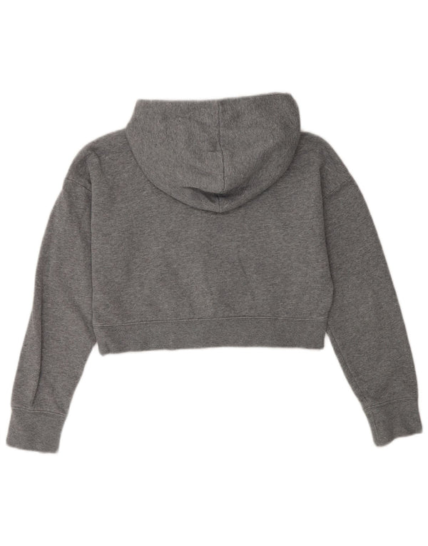 Nike Girls Graphic Crop Hoodie Jumper 12-13 ετών Μεγάλο γκρι βαμβακερό