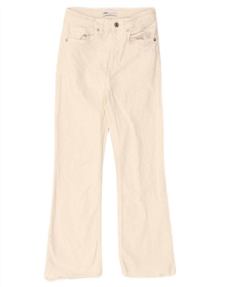 ZARA Womens Bootcut Cropped Jeans EU 36 XS W26 L24 White