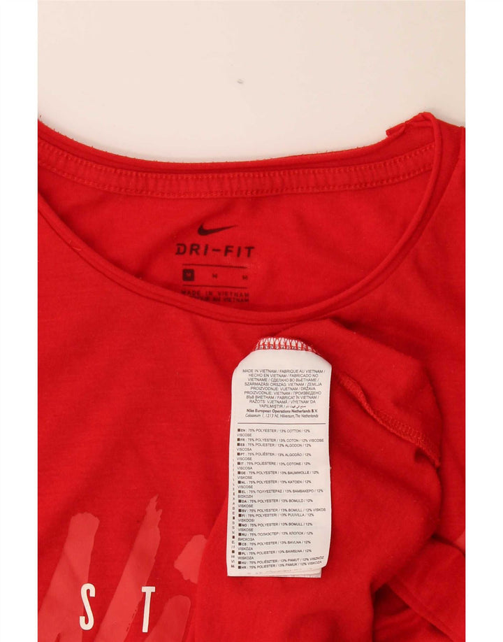 Γυναικείο μπλουζάκι Nike Dri Fit Crop μεγάλου μεγέθους γραφικό T-shirt UK 14 Μεσαίο κόκκινο