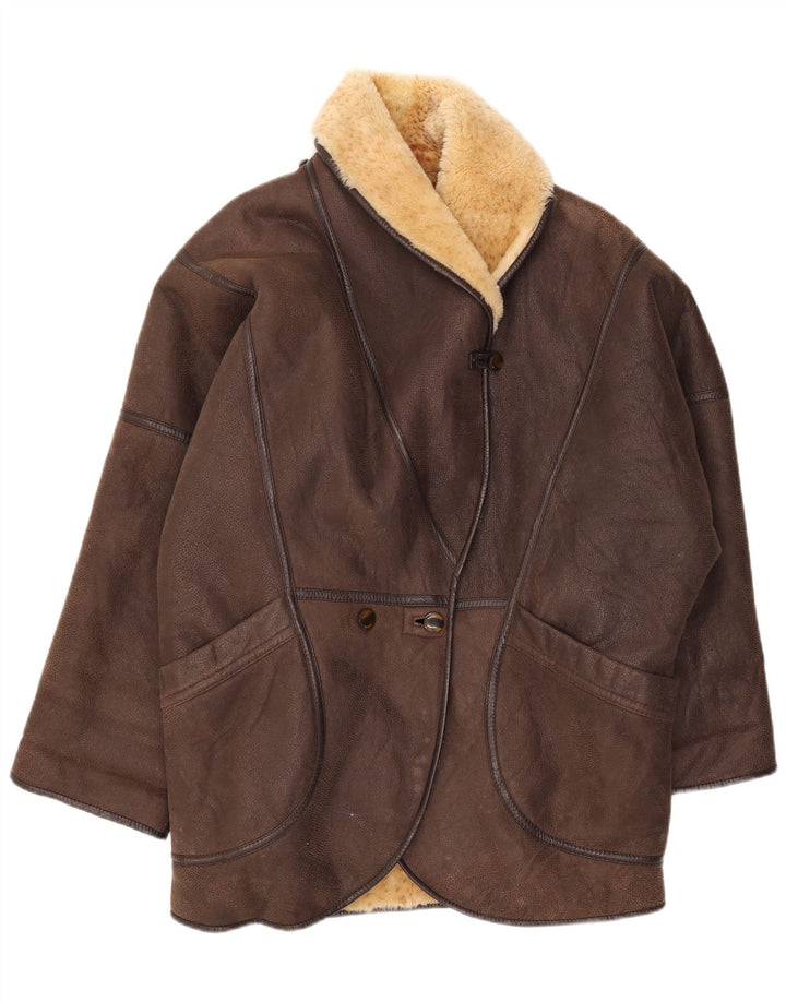 Vintage γυναικείο παλτό μεγάλου μεγέθους Shearling EU 42 Large Brown Shearling