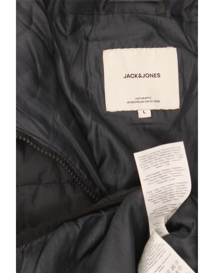 Jack & Jones Ανδρικό μπουφάν με κουκούλα UK 40 μεγάλο μαύρο πολυεστέρα