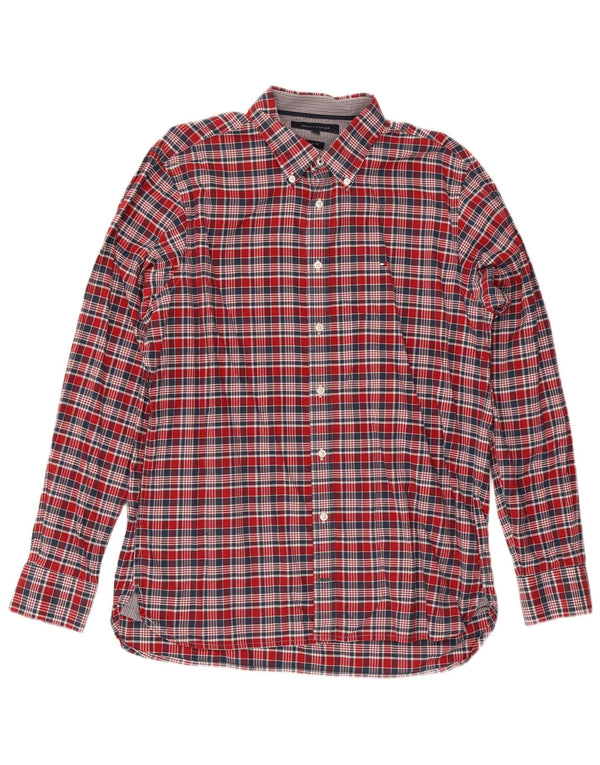 Ανδρικό πουκάμισο Tommy Hilfiger Custom Fit Μεγάλο κόκκινο βαμβακερό