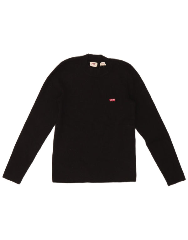 Levi's Womens Crew Neck Jumper Sweater UK 14 Large Black Acrylic