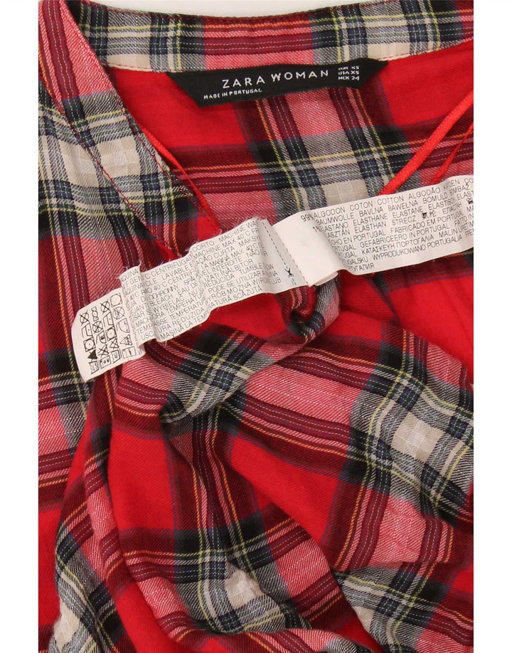 Zara γυναικείο πουλόβερ πουκάμισο UK 6 XS Red Check Cotton