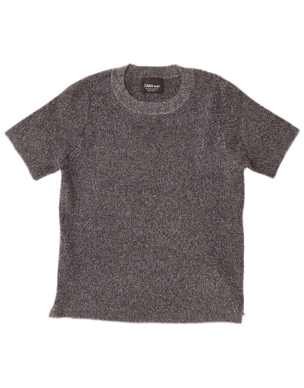 ZARA Γυναικείο T-Shirt Crop Top UK 8 Small Grey