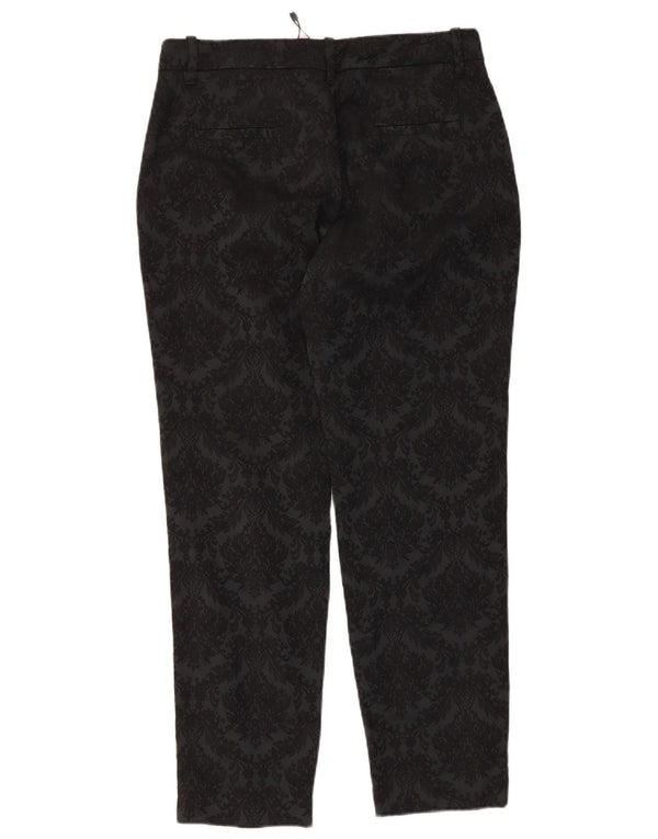 Zara Γυναικείο ίσιο παντελόνι Chino Medium W28 L27 Μαύρο φλοράλ βαμβακερό