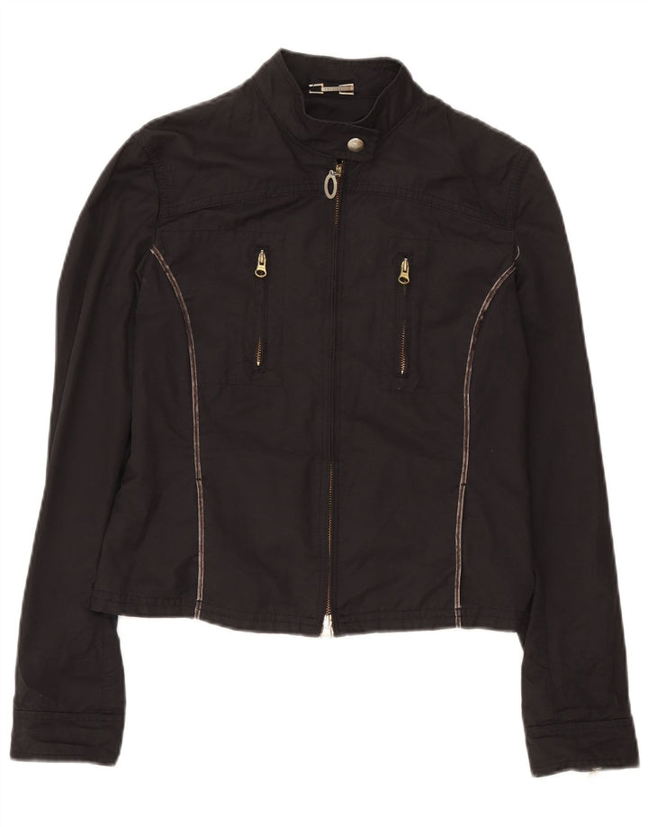 Trussardi Jeans Γυναικείο Crop Bomber Jacket IT 46 μεγάλο μαύρο βαμβακερό