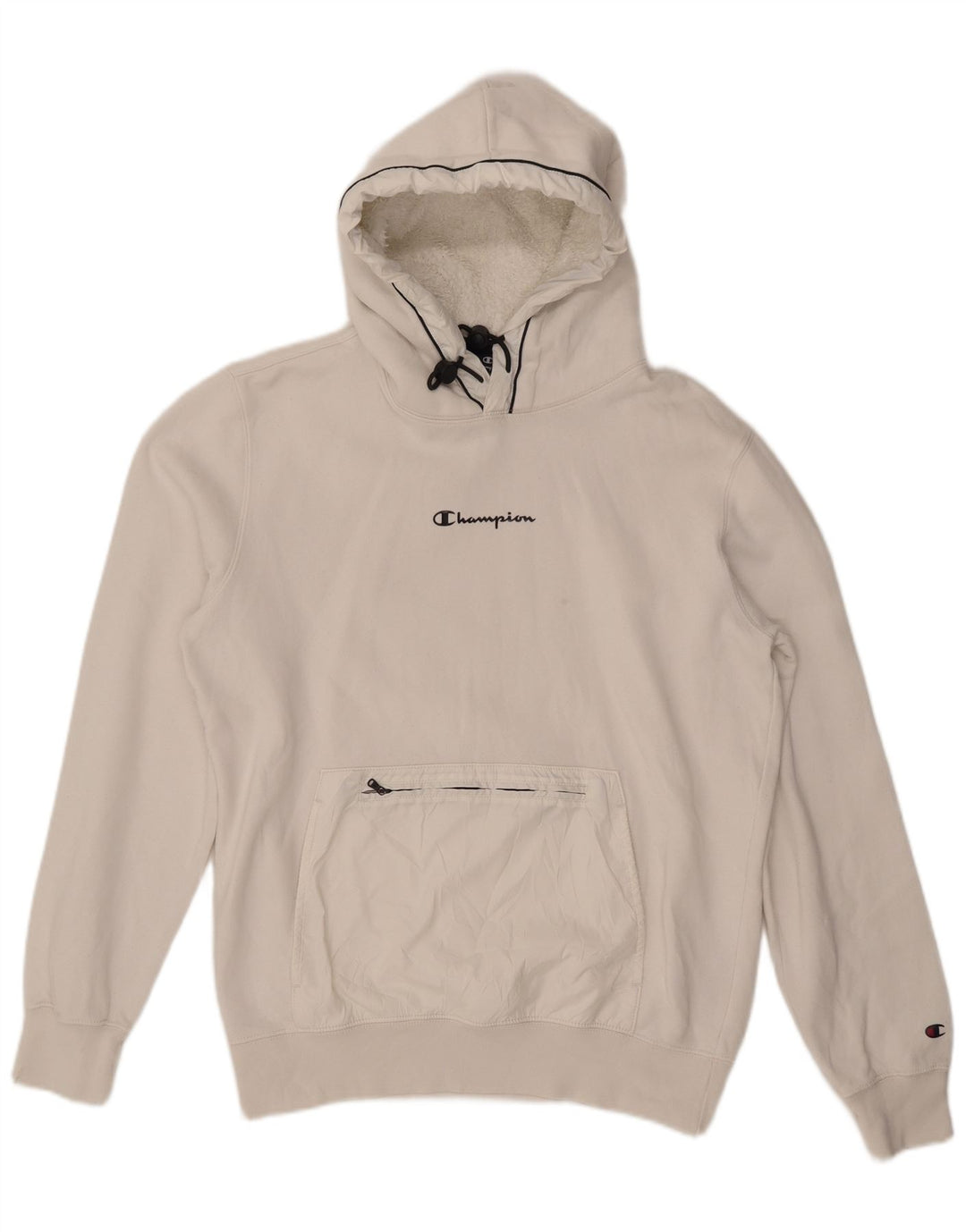 CHAMPION Γυναικείο Hoodie Jumper UK 16 μεγάλο λευκό βαμβακερό