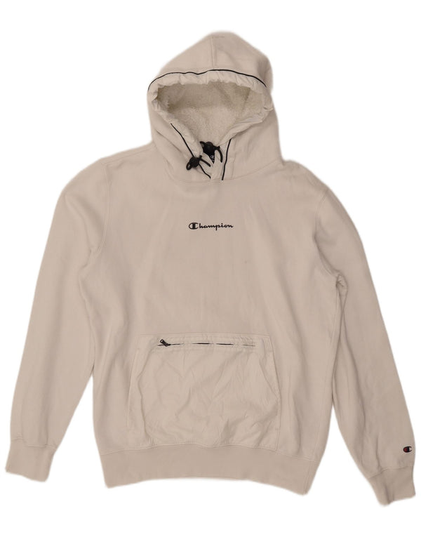 CHAMPION Γυναικείο Hoodie Jumper UK 16 μεγάλο λευκό βαμβακερό