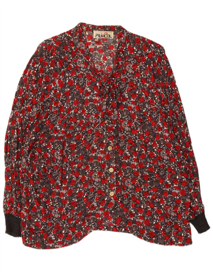 Premode Γυναικείο πουκάμισο με γραβάτα μπλούζα UK 18 XL Red Floral