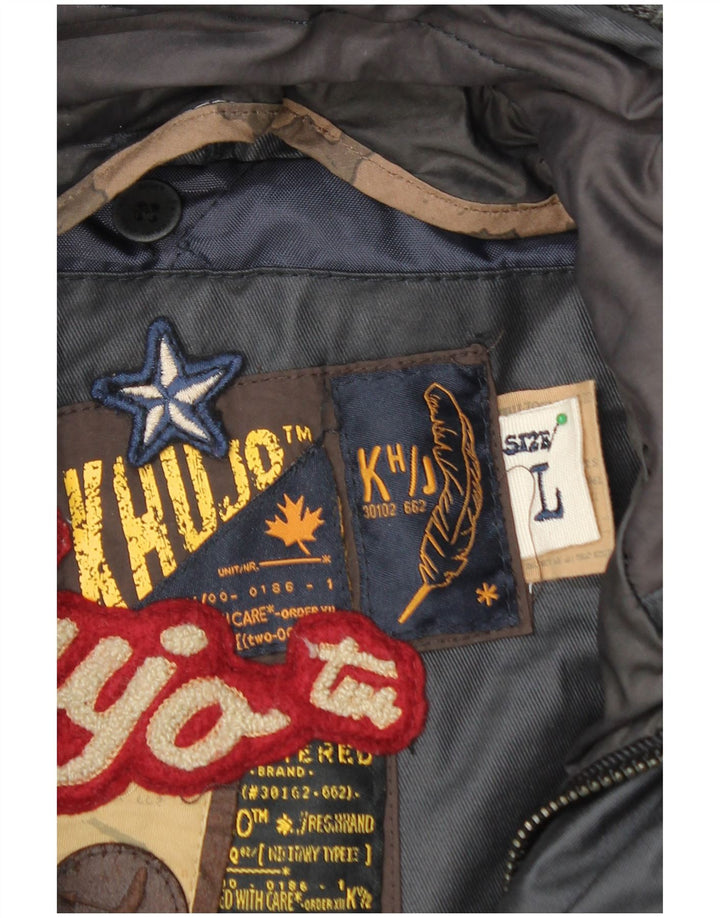 KHUJO Γυναικείο Utility Jacket UK 14 Large Navy Blue Cotton