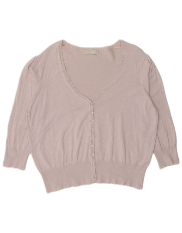 Marks & Spencer Γυναικείο πουλόβερ ζακέτα με 3/4 μανίκια UK 20 2XL ροζ βισκόζη