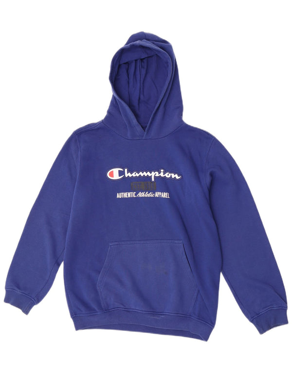 Champion Boys Graphic Hoodie Jumper 13-14 Years XL Blue Cotton