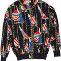 AGENDA Γυναικείο Abstract Pattern Bomber Jacket IT 42 Medium Navy Blue Silk