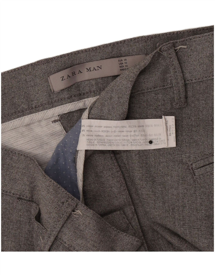 Zara Ανδρικό παντελόνι Chino Slim EU 38 Small W30 L27 Grey Polyester