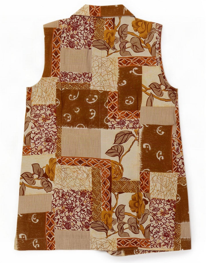 Vintage γυναικείο γιλέκο UK 12 Medium Beige Patchwork