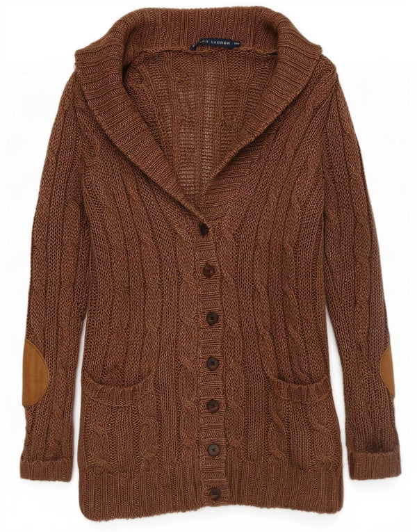 Ralph Lauren Γυναικείο πουλόβερ Longline Cardigan UK 6 XS καφέ λινό