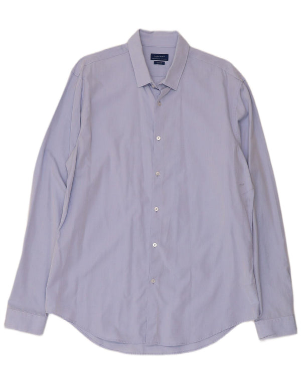 Ανδρικό πουκάμισο Zara Slim Fit XL Μπλε βαμβακερό