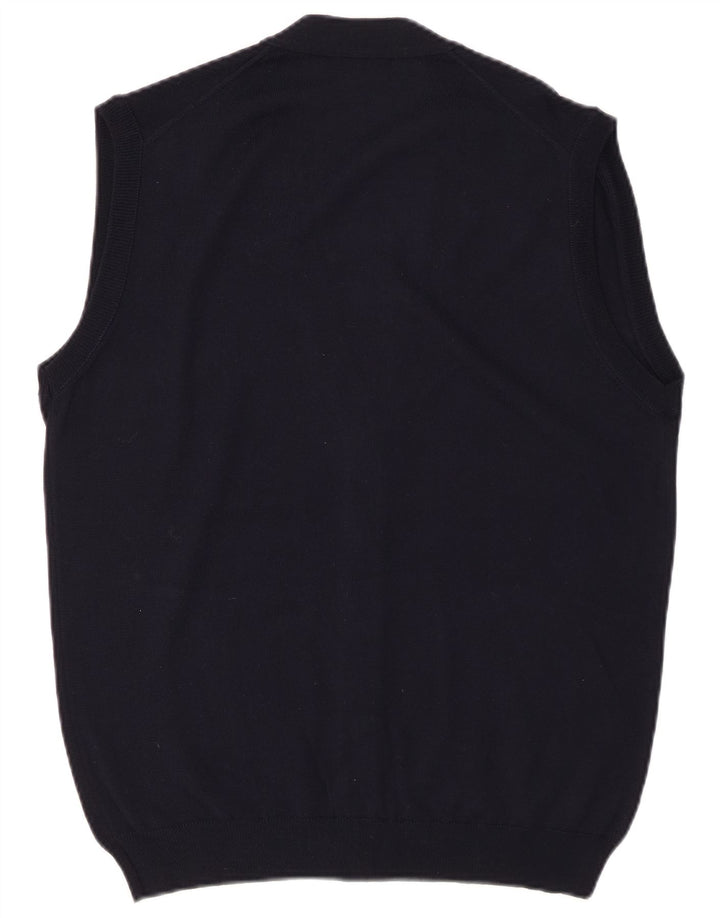 MAGLIA CLUB Ανδρικό αμάνικο πουλόβερ ζακέτα IT 48 Μαλλί μεσαίου μπλε ναυτικού