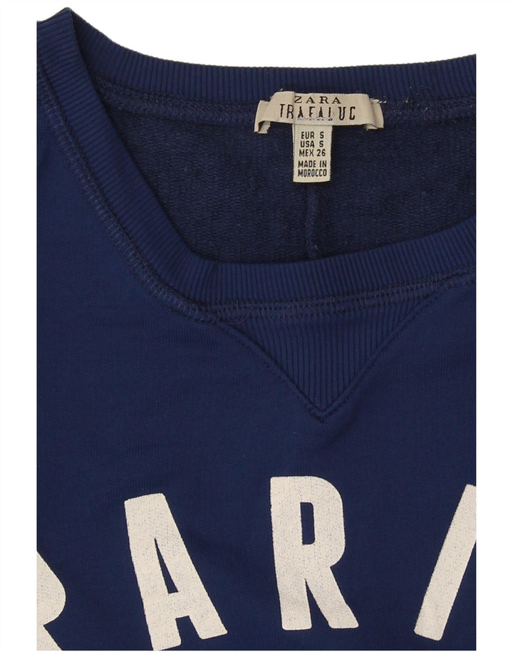 Zara Γυναικεία Γραφική Φούτερ με μεγάλο μέγεθος, Jumper UK 10 Small Blue