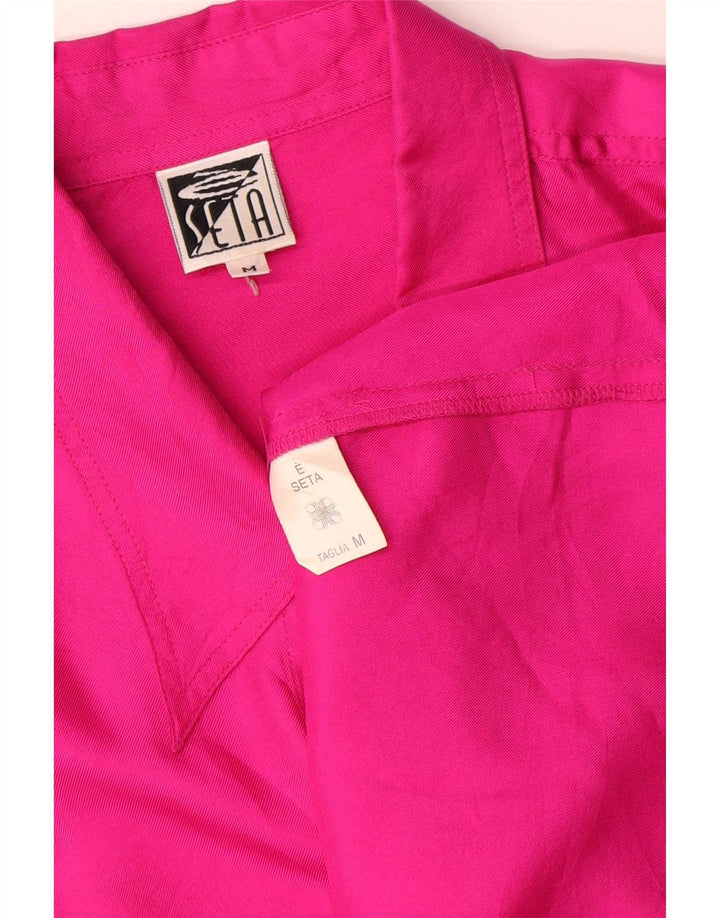 Vintage γυναικείο πουκάμισο oversized μπλούζα UK 14 Medium Pink Silk