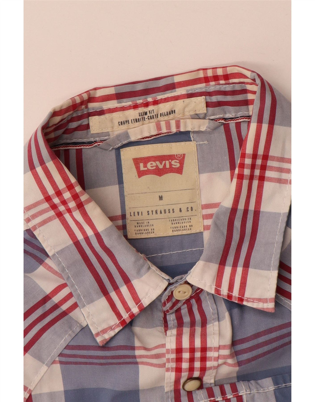 Ανδρικό κοντομάνικο πουκάμισο Levi's Slim Fit, μεσαίο μπλε βαμβακερό