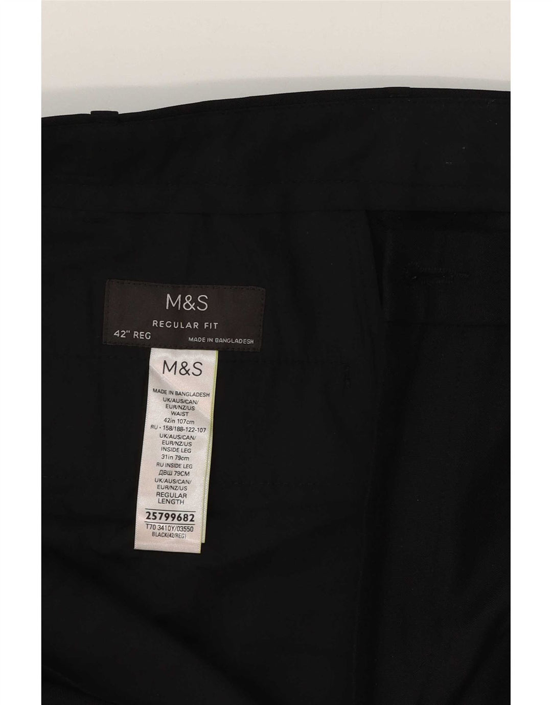 Marks & Spencer Ανδρικό καθημερινό παντελόνι W42 L31 μαύρο πολυεστέρα