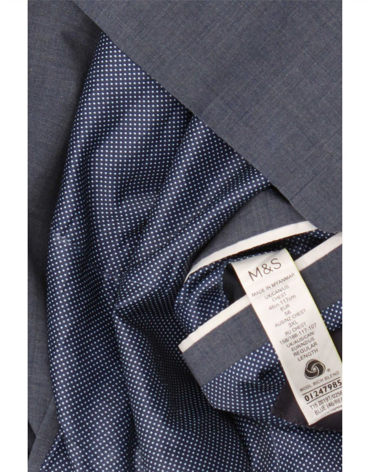 Marks & Spencer Ανδρικό σακάκι με 2 κουμπιά μπλέιζερ UK 46 3XL μπλε μαλλί
