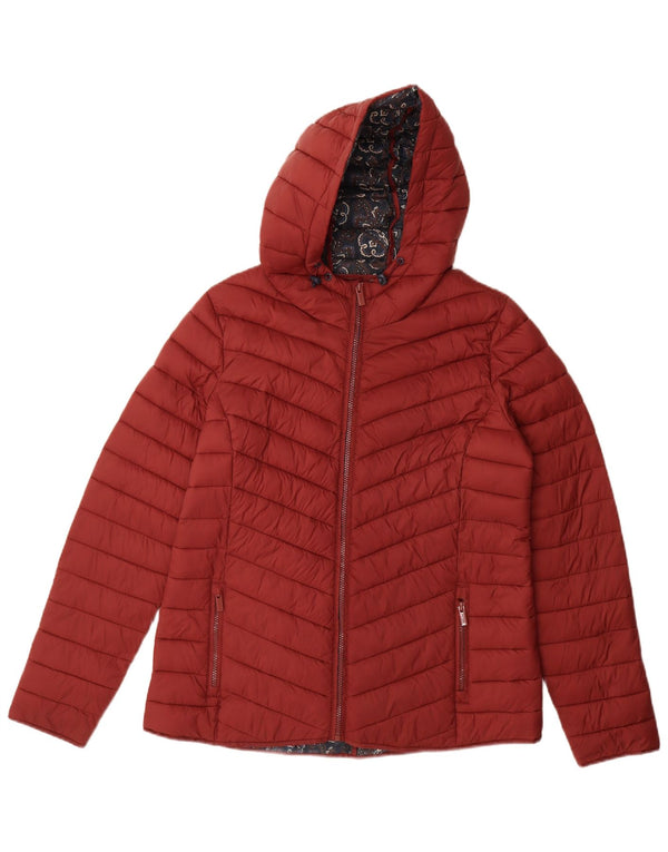 Fat Face Γυναικείο μπουφάν με κουκούλα UK 14 Large Burgundy Nylon