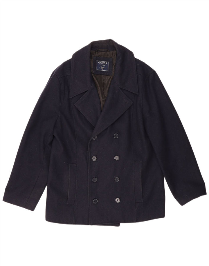 Guess Ανδρικό παλτό μπιζελιού UK 44 2XL Navy Blue Wool