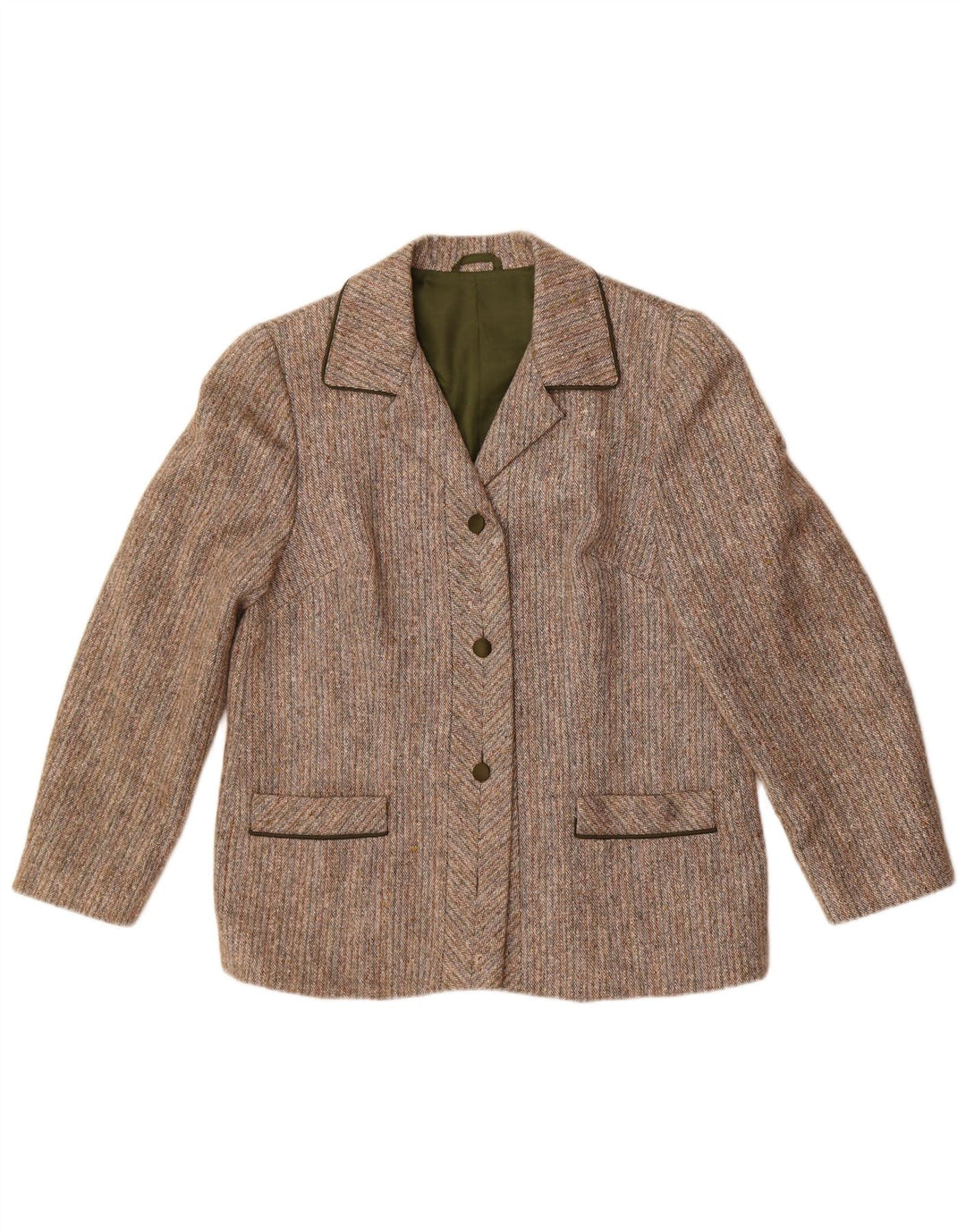 Vintage γυναικείο σακάκι blazer UK 14 μεσαίο γκρι ριγέ μαλλί