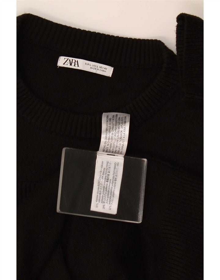 Zara Ανδρικό πουλόβερ με λαιμόκοψη μεγάλη μαύρη βισκόζη