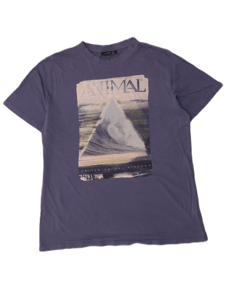 Ανδρικό γραφικό T-Shirt Animal Top από μεσαίο μπλε βαμβακερό