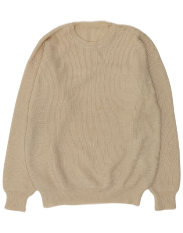 Vintage Ανδρικό πουλόβερ με λαιμόκοψη XL Off White Ακρυλικό