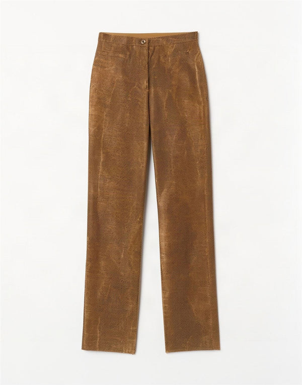 Vintage γυναικείο ψηλόμεσο casual παντελόνι IT 42 Medium W26 L31 καφέ