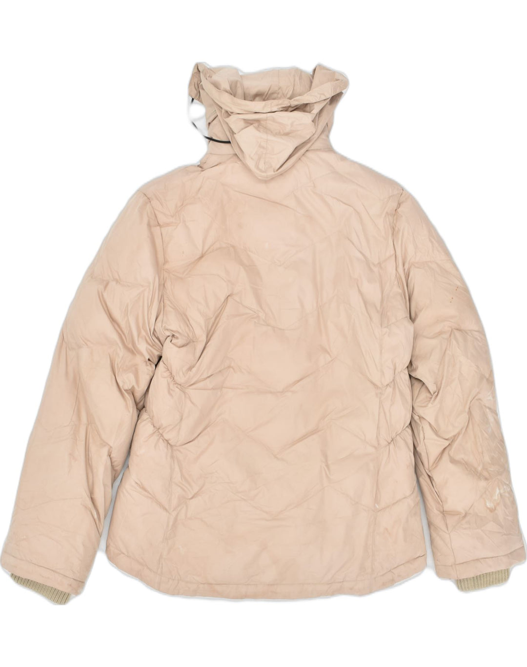 RIFLE Womens Hooded Padded Jacket UK 10 Small Beige Nylon | Vintage | Thrift | Second-Hand | Used Clothing | Messina Hembry 
