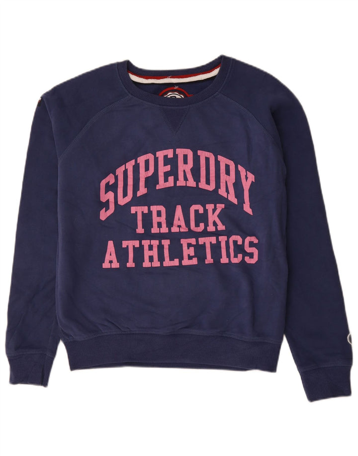 Superdry Γυναικείο Φούτερ με γραφικό μεγάλο μέγεθος Jumper UK 14 Medium Navy Blue