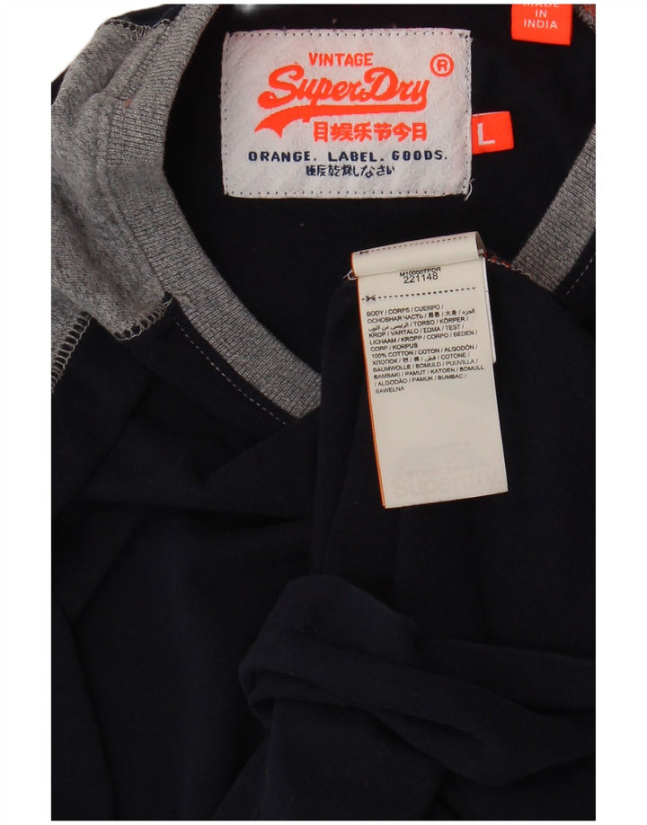Ανδρικό μακρυμάνικο μπλουζάκι Superdry μεγάλο μπλε ναυτικό, βαμβακερό