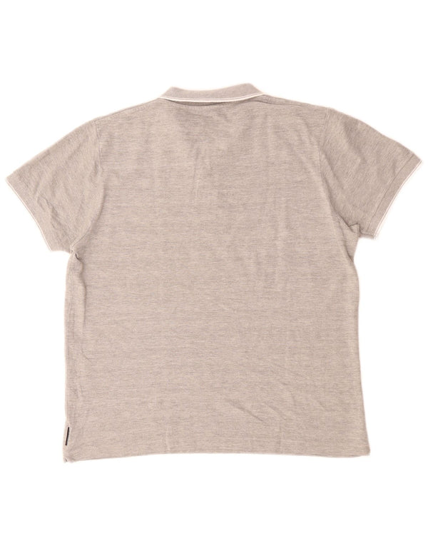 Ανδρικό πουκάμισο πόλο γαλλικής σύνδεσης μεγάλο γκρι βαμβακερό