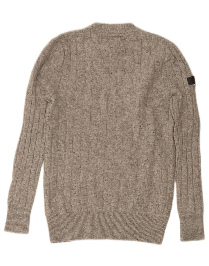 Superdry Γυναικείο πουλόβερ με λαιμόκοψη UK 10 Small Grey Wool