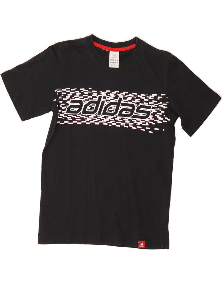 ADIDAS Boys Graphic T-Shirt Top 13-14 Years Black Vintage Adidas and Second-Hand Adidas from Messina Hembry 