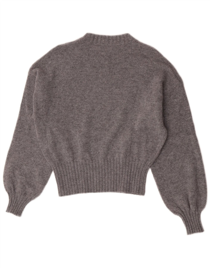 Γυναικείο πουλόβερ Benetton Crop Boat Neck Jumper UK 10 Small Grey Wool