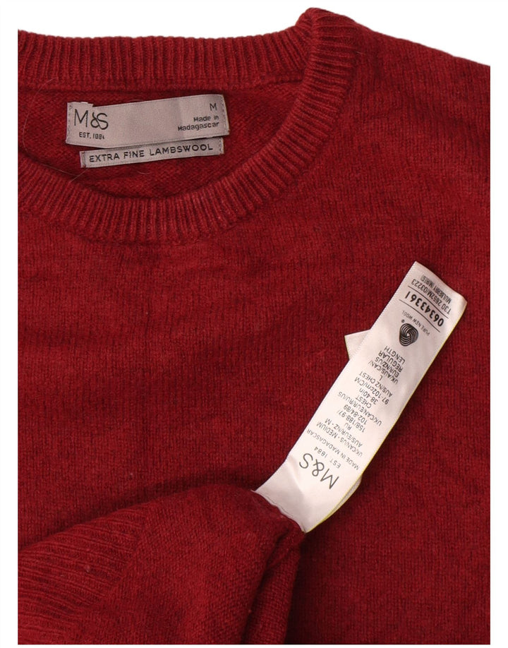 Marks & Spencer Ανδρικό πουλόβερ με λαιμόκοψη, μεσαίο κόκκινο μαλλί