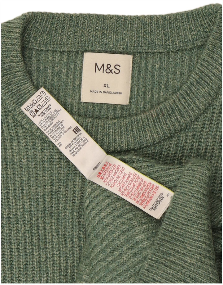 Marks & Spencer Ανδρικό πουλόβερ με λαιμόκοψη XL Πράσινο Πολυαμίδιο