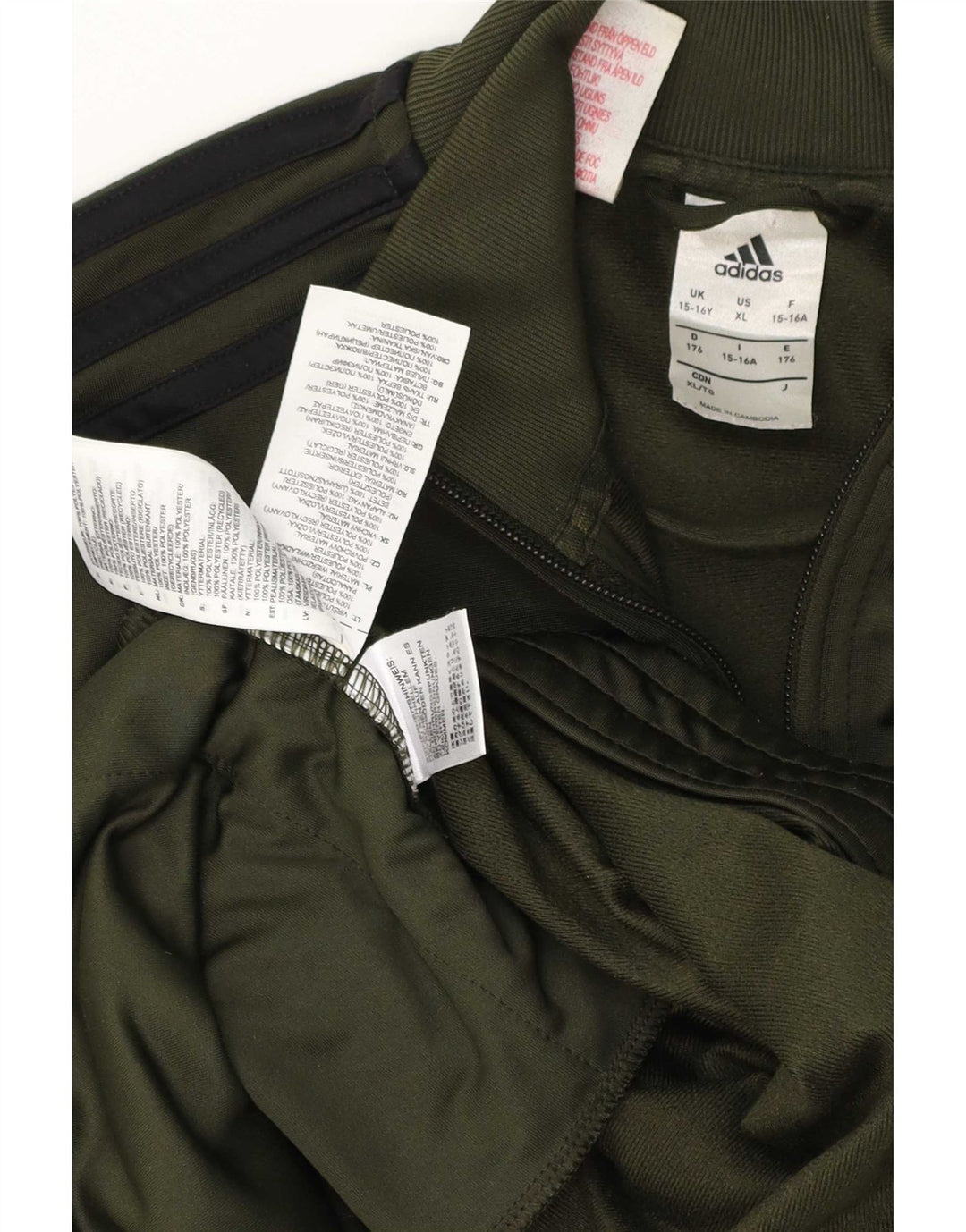Adidas Boys Tracksuit Top Jacket 15-16 Years Green Polyester