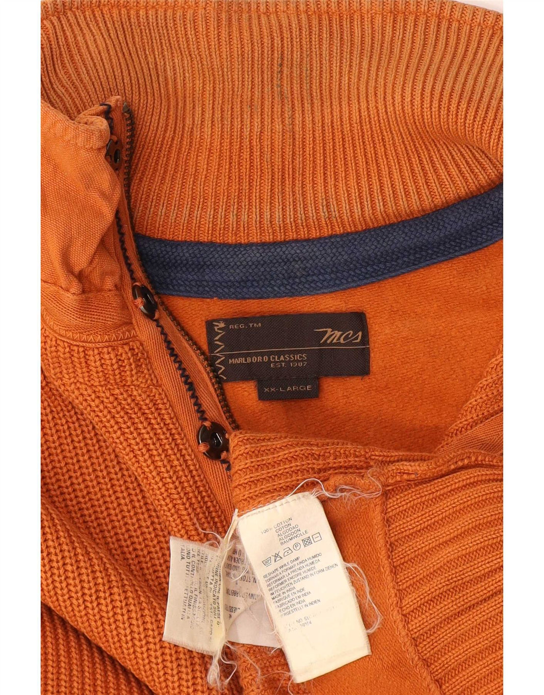 Ανδρικό πουλόβερ Marlboro Classics με φερμουάρ 2XL πορτοκαλί βαμβακερό